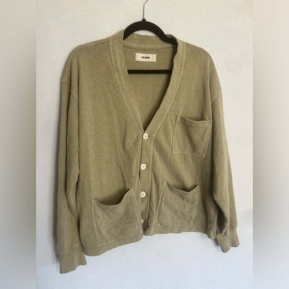 Buck Mason Olive Cardigan Sweater